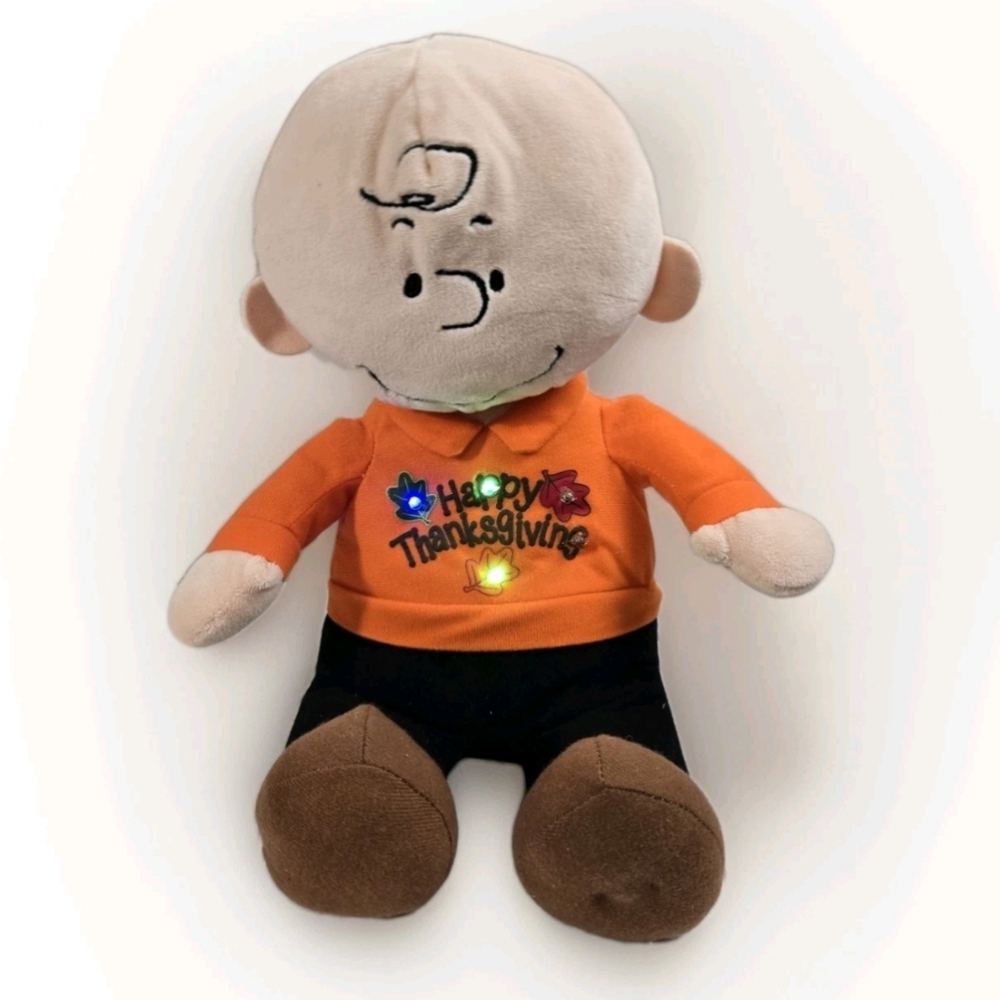 Peanuts Rare 2015 Thanksgiving Charlie Brown Dancing Plush Linus & Lucy Song